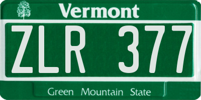 VT license plate ZLR377