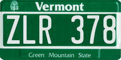 VT license plate ZLR378
