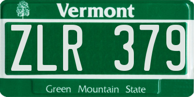 VT license plate ZLR379