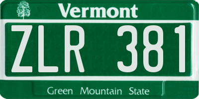 VT license plate ZLR381