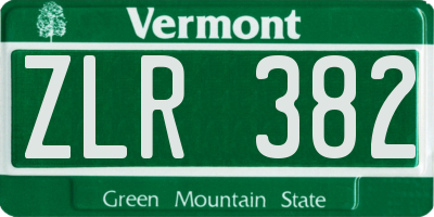 VT license plate ZLR382