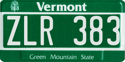 VT license plate ZLR383