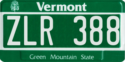 VT license plate ZLR388