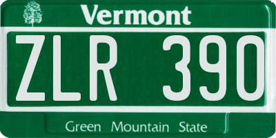 VT license plate ZLR390