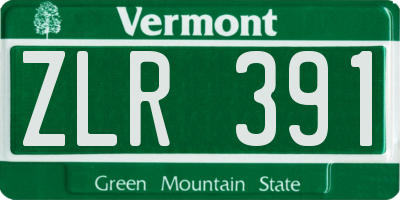 VT license plate ZLR391