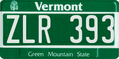 VT license plate ZLR393