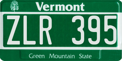 VT license plate ZLR395