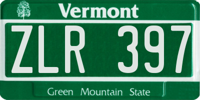 VT license plate ZLR397