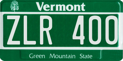 VT license plate ZLR400