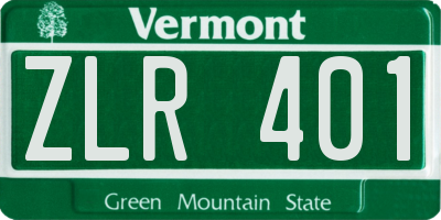 VT license plate ZLR401