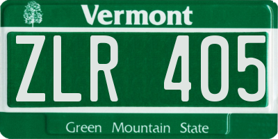 VT license plate ZLR405