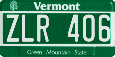 VT license plate ZLR406