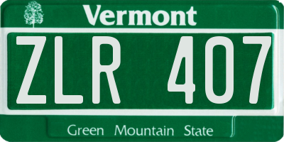 VT license plate ZLR407