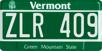 VT license plate ZLR409