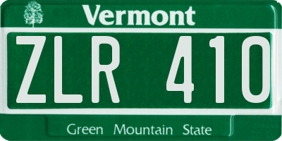 VT license plate ZLR410