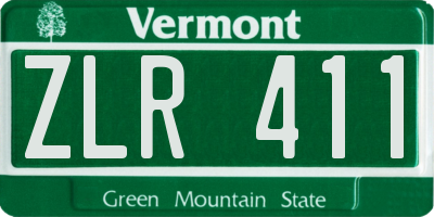 VT license plate ZLR411