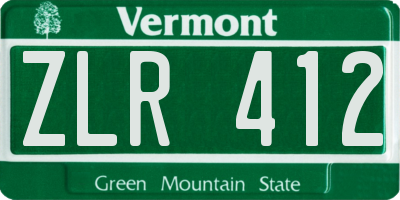 VT license plate ZLR412