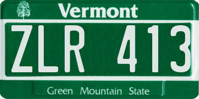VT license plate ZLR413