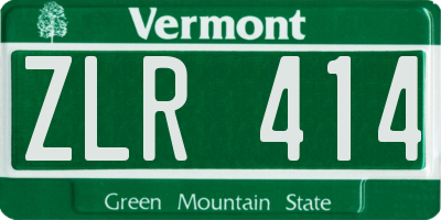 VT license plate ZLR414