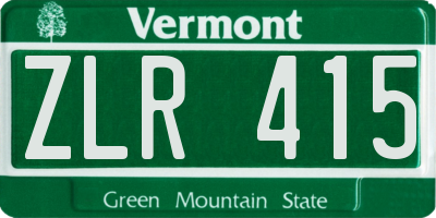 VT license plate ZLR415