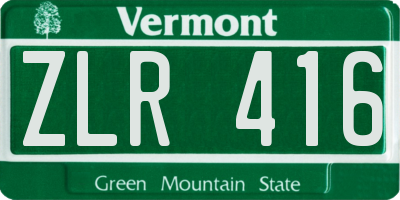 VT license plate ZLR416