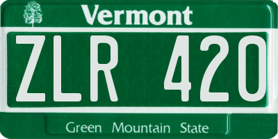 VT license plate ZLR420