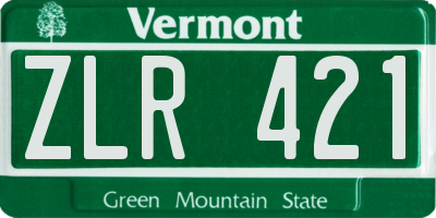 VT license plate ZLR421