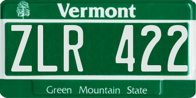 VT license plate ZLR422