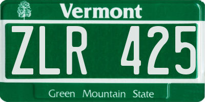 VT license plate ZLR425