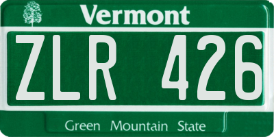 VT license plate ZLR426