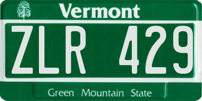 VT license plate ZLR429