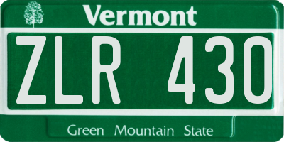 VT license plate ZLR430