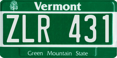 VT license plate ZLR431
