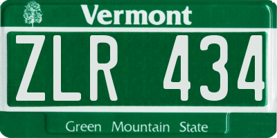 VT license plate ZLR434