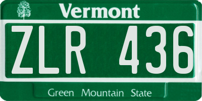 VT license plate ZLR436