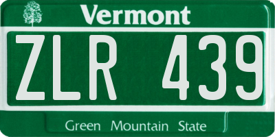 VT license plate ZLR439