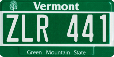 VT license plate ZLR441