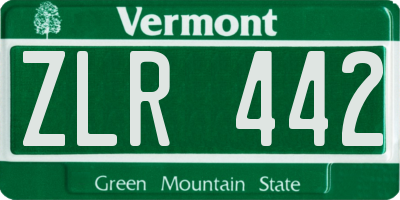 VT license plate ZLR442