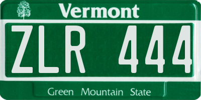 VT license plate ZLR444