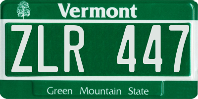 VT license plate ZLR447