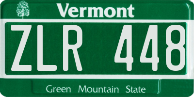 VT license plate ZLR448