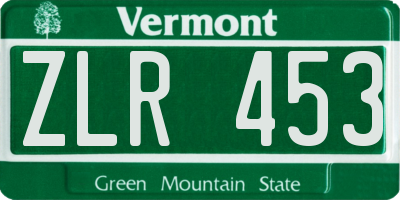 VT license plate ZLR453