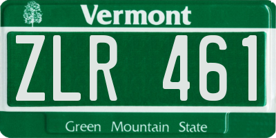 VT license plate ZLR461