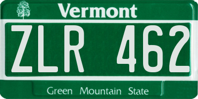 VT license plate ZLR462