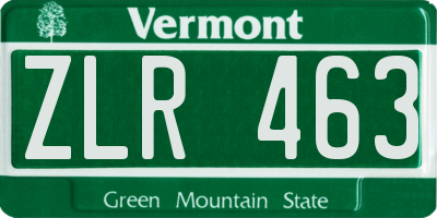 VT license plate ZLR463