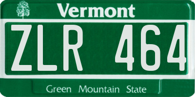 VT license plate ZLR464