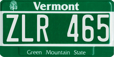 VT license plate ZLR465