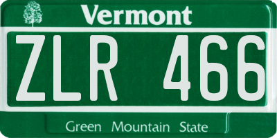 VT license plate ZLR466