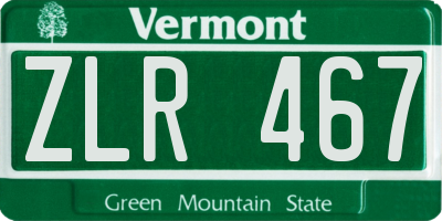 VT license plate ZLR467