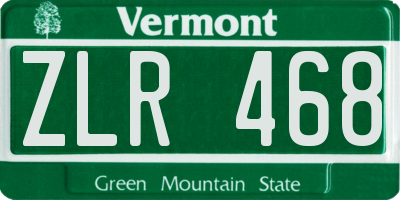 VT license plate ZLR468